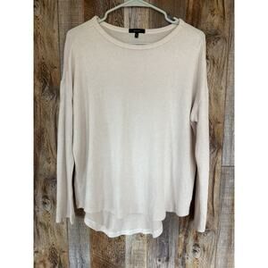Quince Sweater Women Medium Beige Knit Lenzing Ecovero Soft Pullover Top SOFT